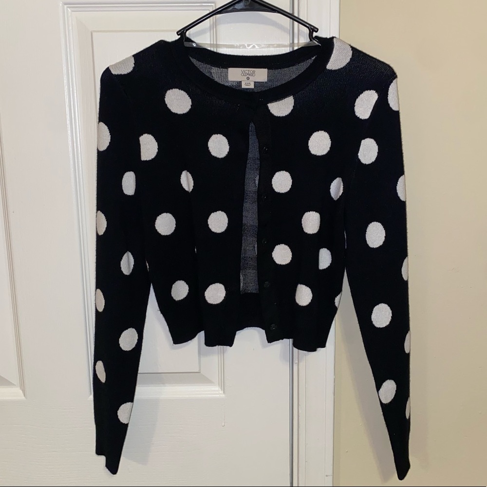 Black and white polka dot cropped sweater